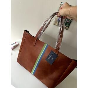 100% Leather Tote Handbag Brown Everyday Work Bag Interior Pocket New